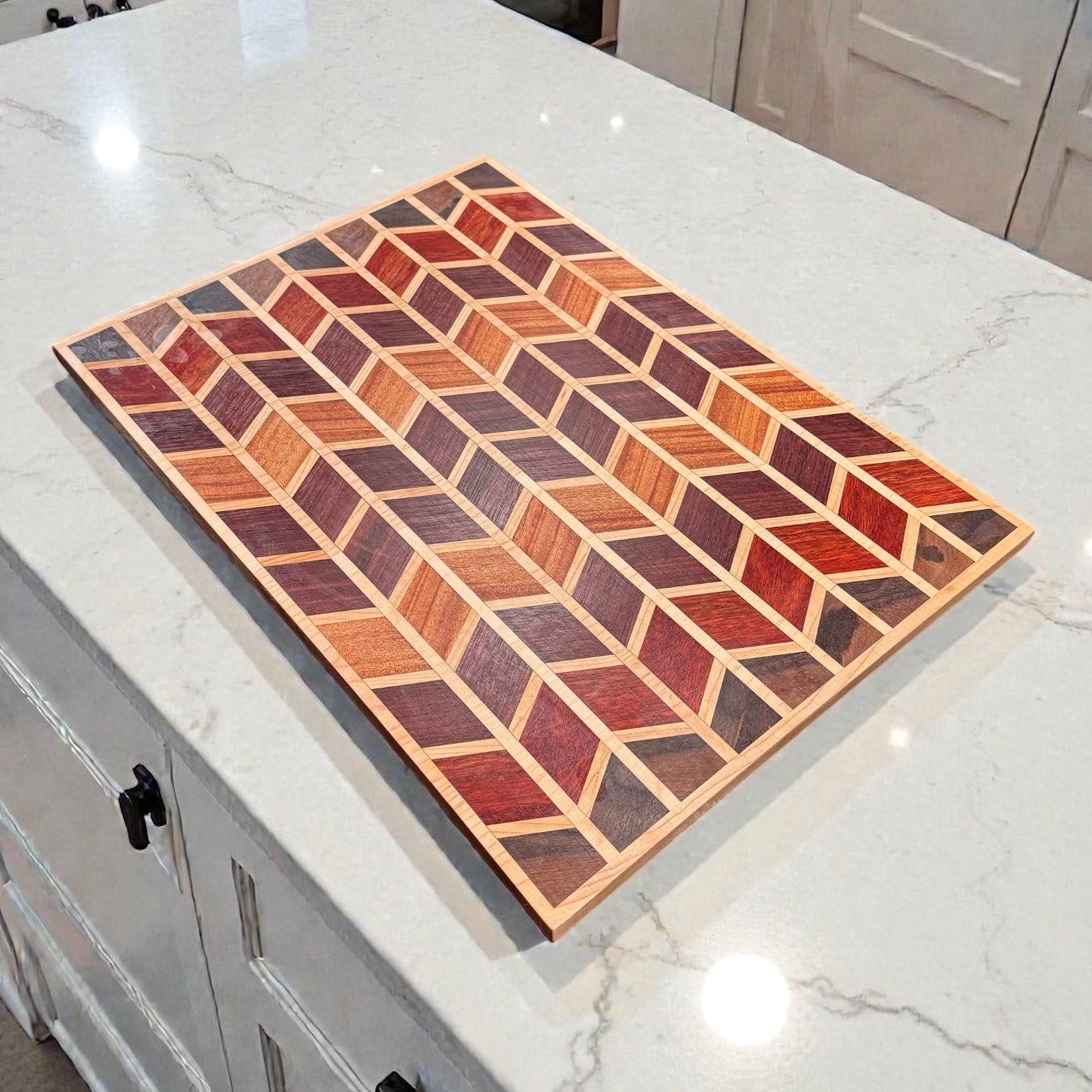 Extra Large Chevron Serving Board - Blood wood, Mahogany, Purple Heart, Maple, Walnut