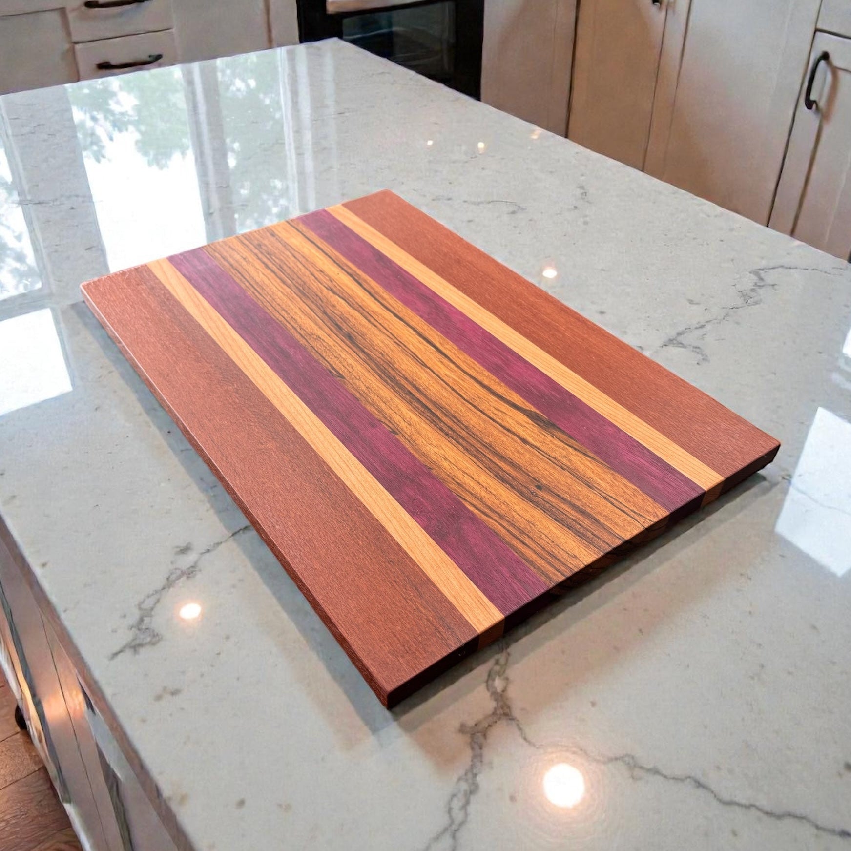 Serving/Charcuterie Board - Lace wood, Cherry, Purple Heart and Zebra